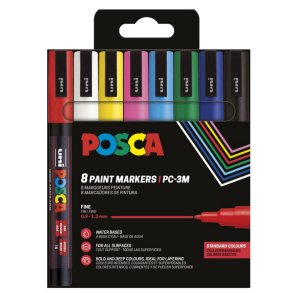 Posca PC-3M 8 st Basic farver
