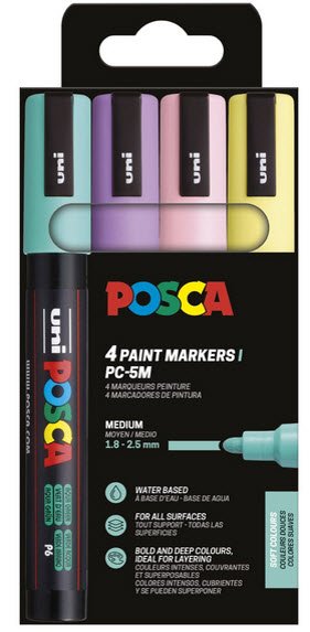 Posca PC-5M 4 st Pastel farver