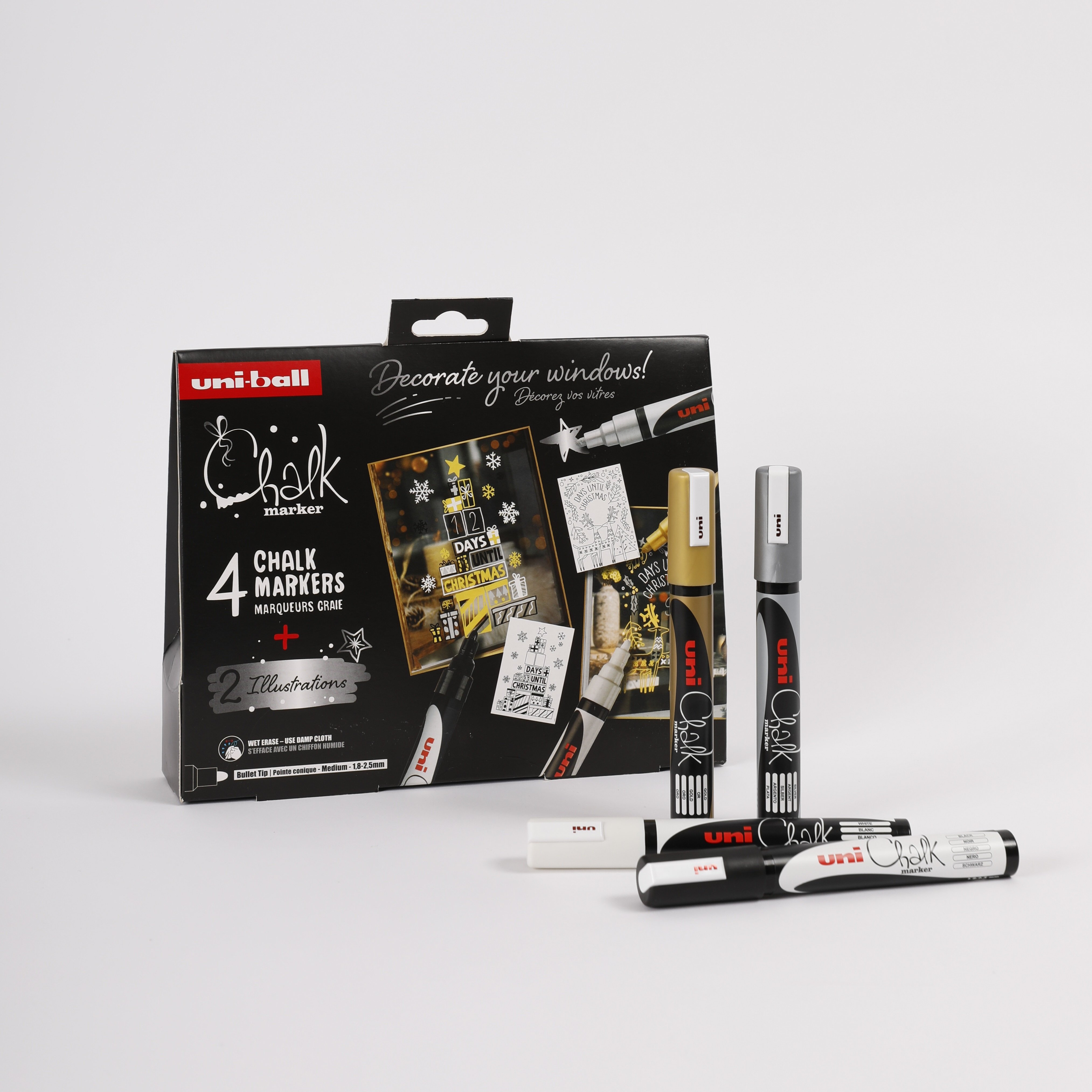 Uni Chalk marker PWE-5M X-mas st m. 4 farver