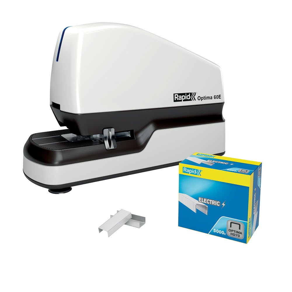 Hftemaskine elektrisk Optima 60E t/60ark hvid