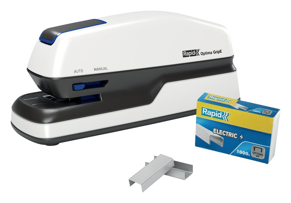 Hftemaskine elektrisk Optima GripE t/20ark hvid