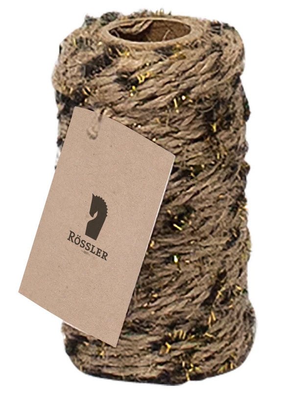 Bomuldssnor 20 m. fluffy snorede m. Natur og sort/guld
