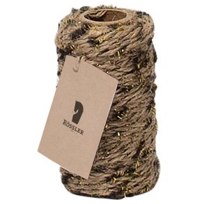 Bomuldssnor 20 m. fluffy snorede m. Natur og sort/guld