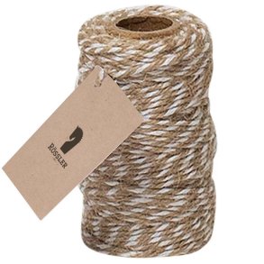 Bomuldssnor 20 m. snorede m. natur og hvid