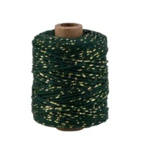 Bomuldssnor 50 m. snorede m. grn og guld