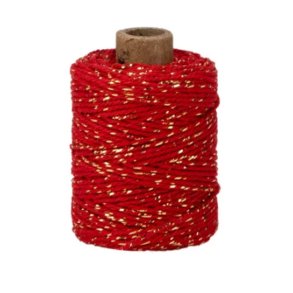 Bomuldssnor 50 m. snorede m. rd og guld