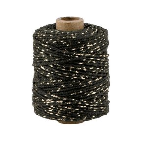 Bomuldssnor 50 m. snorede m. sort og guld