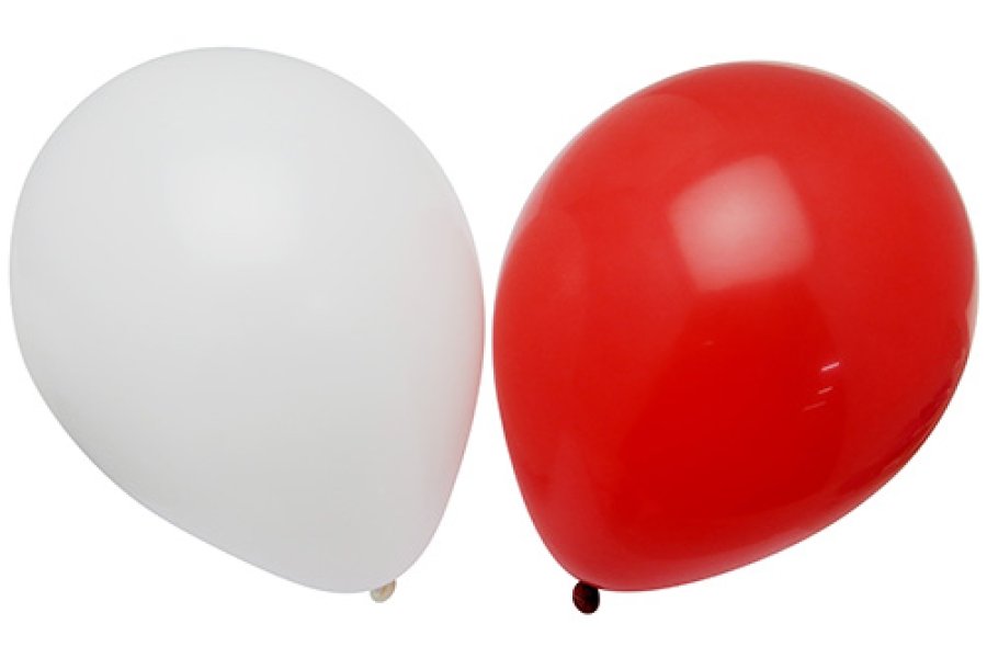 Ballon, r�d og hvid, 12 stk. 23cm.