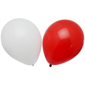 Ballon, r�d og hvid, 12 stk. 23cm.