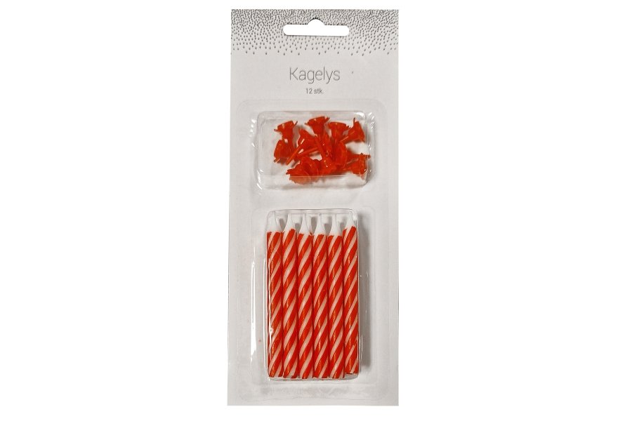 Kagelys 12 stk. r�d og hvid