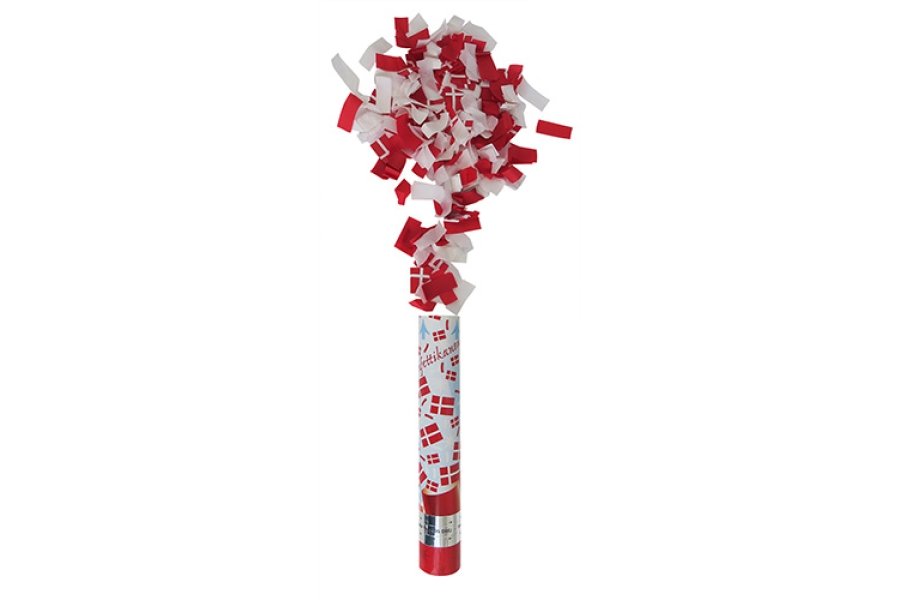 Konfetti R�r 30 cm R�d og hvid flag
