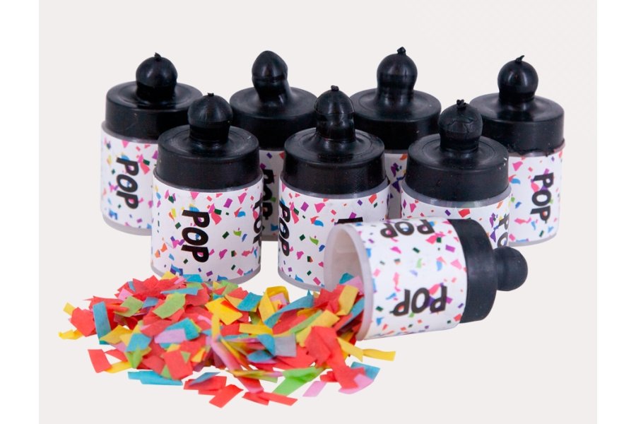 Konfetti pop 8 stk. inkl. Genfyld  