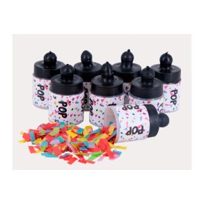 Konfetti pop 8 stk. inkl. Genfyld  