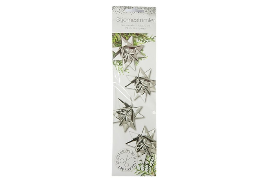 Stjernestrimler Metallic S�lv 2,5mm x 70 cm 24 stk. 