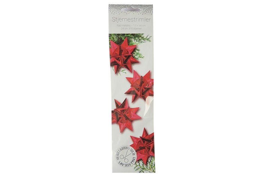 Stjernestrimler metal r�d 1,5x44cm 24stk.
