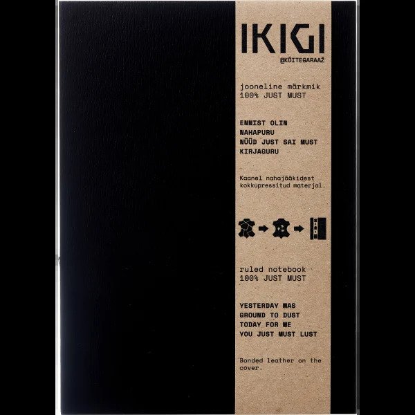 IKIGI Notesbog A5 Lin L�dder Sort
