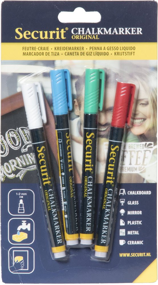 Securit Chalkmarker alm. farver 4stk. 1-2mm