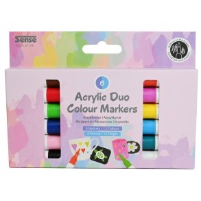 Akryl markers Duo 6 stk. 12 farver m. brush