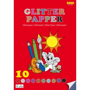 Glitter Papir A4 180 g. 10 ark Sense