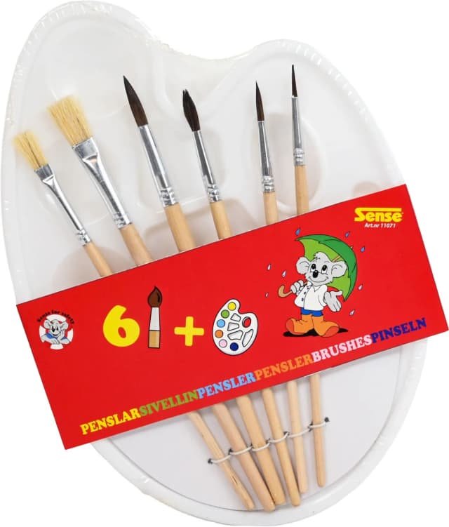 Pensels�t 6 stk med palet 
