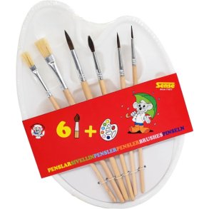 Pensels�t 6 stk med palet 