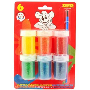Sense Glitter maling 6 stk. inkl. pensel