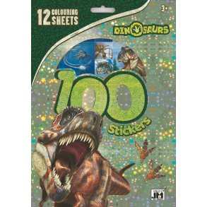 Stickers 100 stk. m. 12 stk tegninger Dinosaur