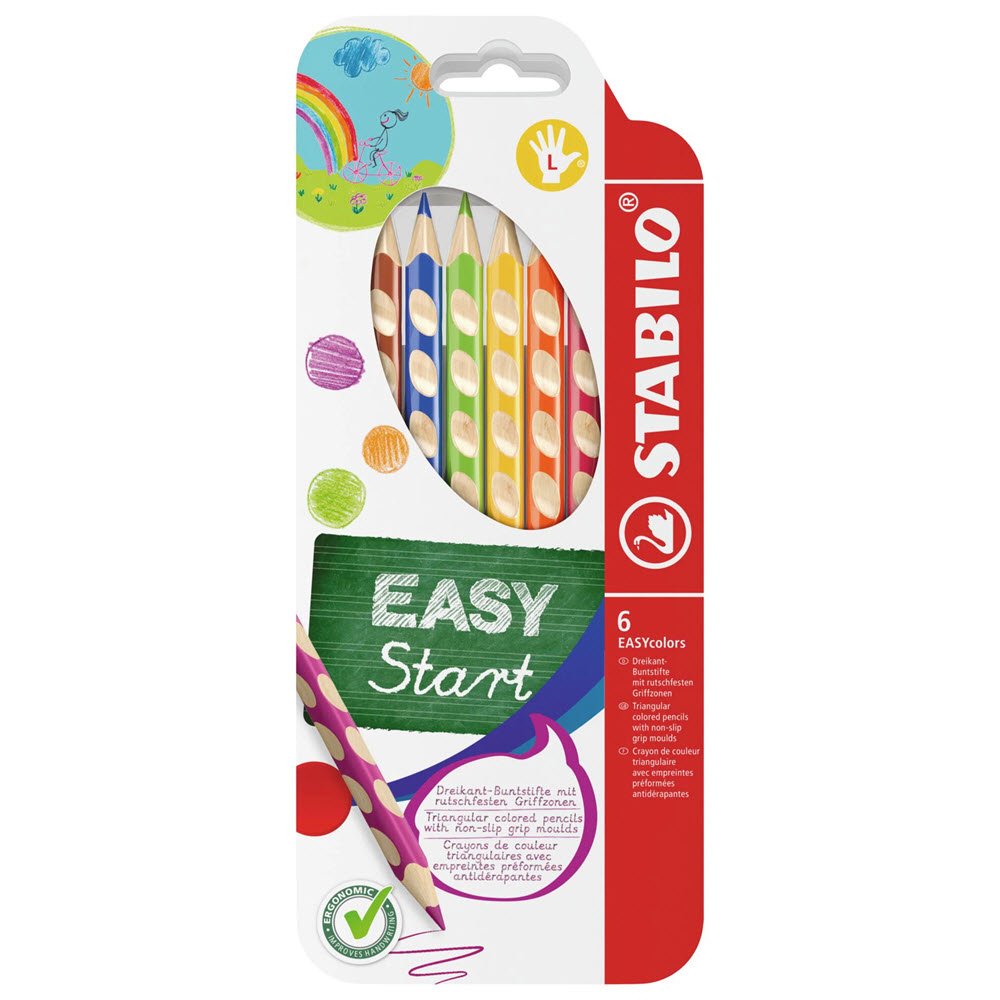 Stabilo Easy start farveblyanter Left 6 ass farver