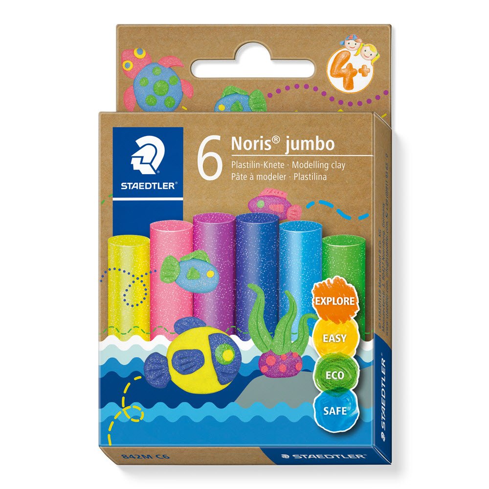 Noris Jumbo Modeller voks 6 stk. Glitter