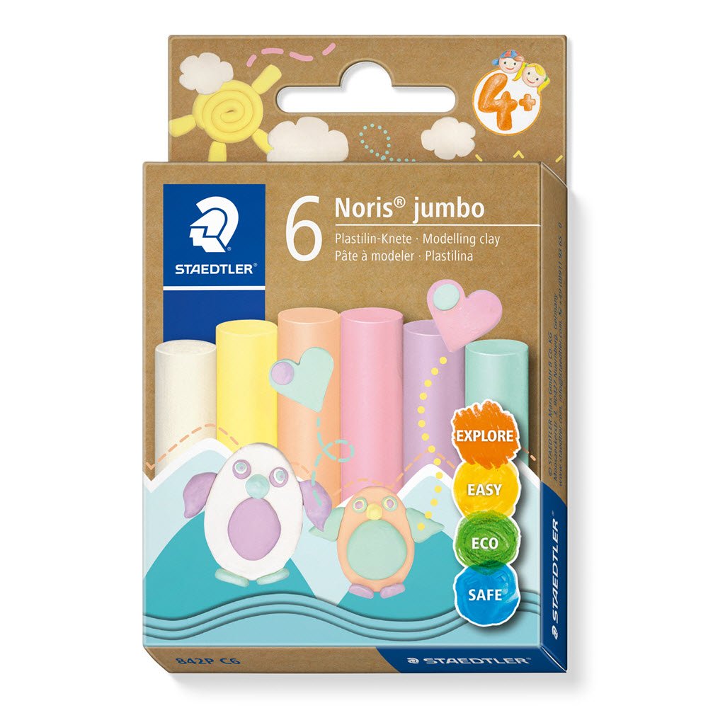Noris Jumbo Modeller voks 6 stk. Pastel