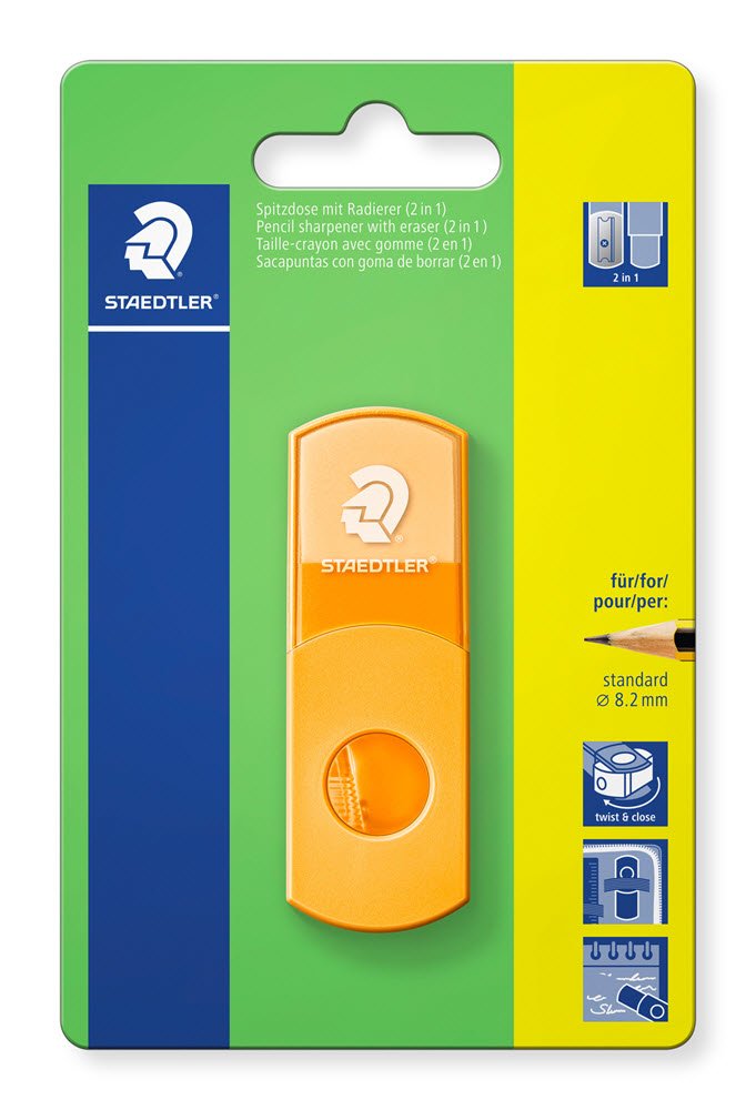 Staedtler Blyantspidser m. viskelder Neon Orange