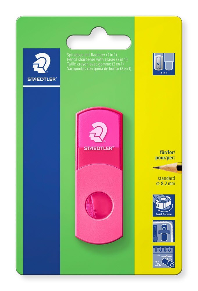 Staedtler Blyantspidser m. viskelder Neon Pink
