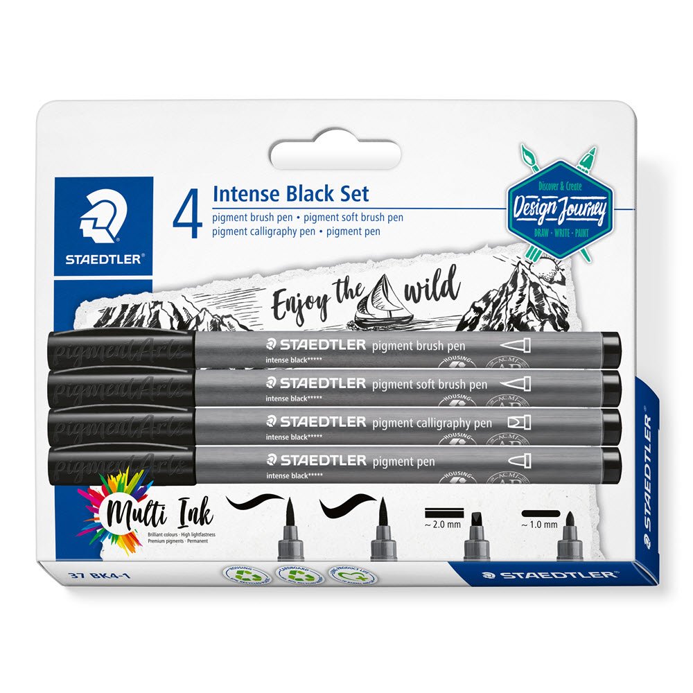 Staedtler Intens Black st Pigment 4 stk. ass tuss