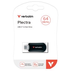 VERBATIM Plectra USB-C Flash Drive Black 64GB
