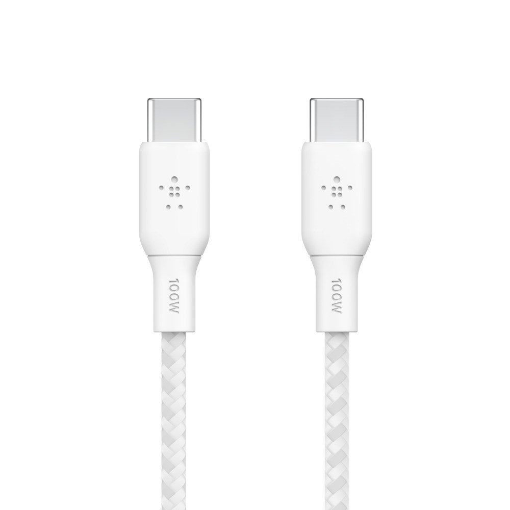 100W USB-C to USB-C Braided Cable 3M, White