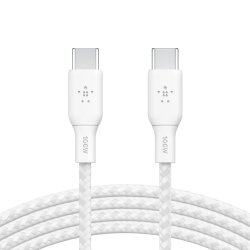 100W USB-C to USB-C Braided Cable 3M, White