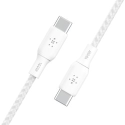 100W USB-C to USB-C Braided Cable 3M, White