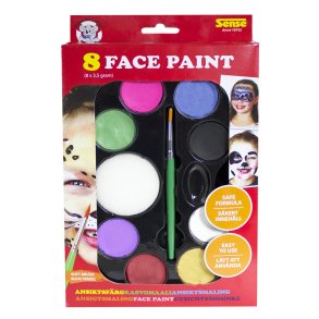 Ansigtsfarver Deluxe st  m. 8 farver