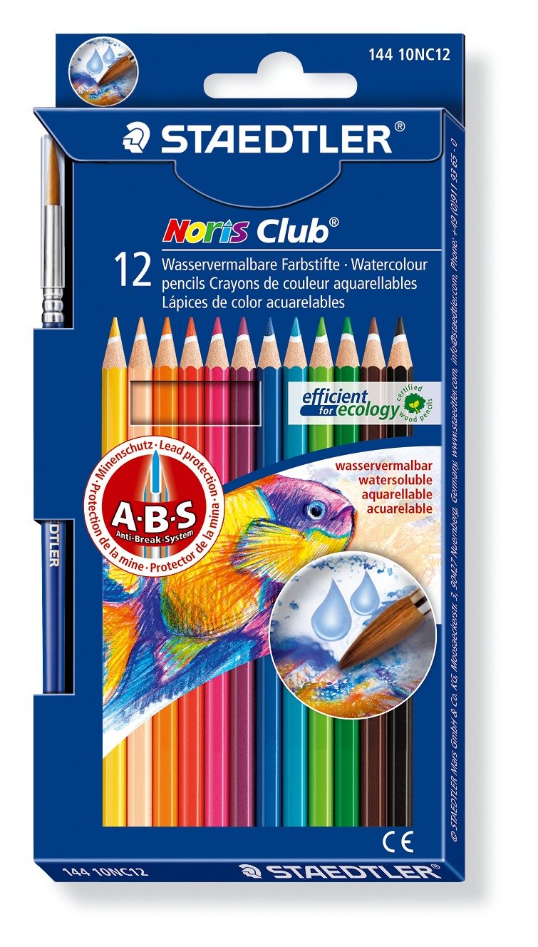 Noris Club aquarelle farveblyant 12 farver+pensel