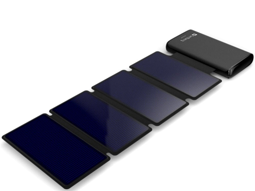 25.000 mAh Solar 4-Panel Powerbank, Black