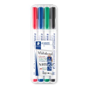 Lumocolor whiteboard pen 1mm st 4stk