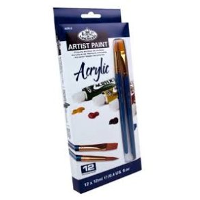 Royal&Langnickel Acrylst 12farver + 2 pensler