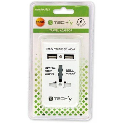 Techly rejse adapter m 2 usb