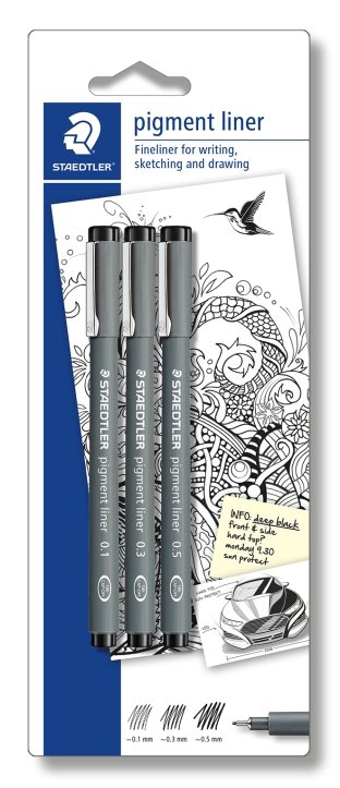 Staedtler Pigment Liner Sort 3 assorterede stk.