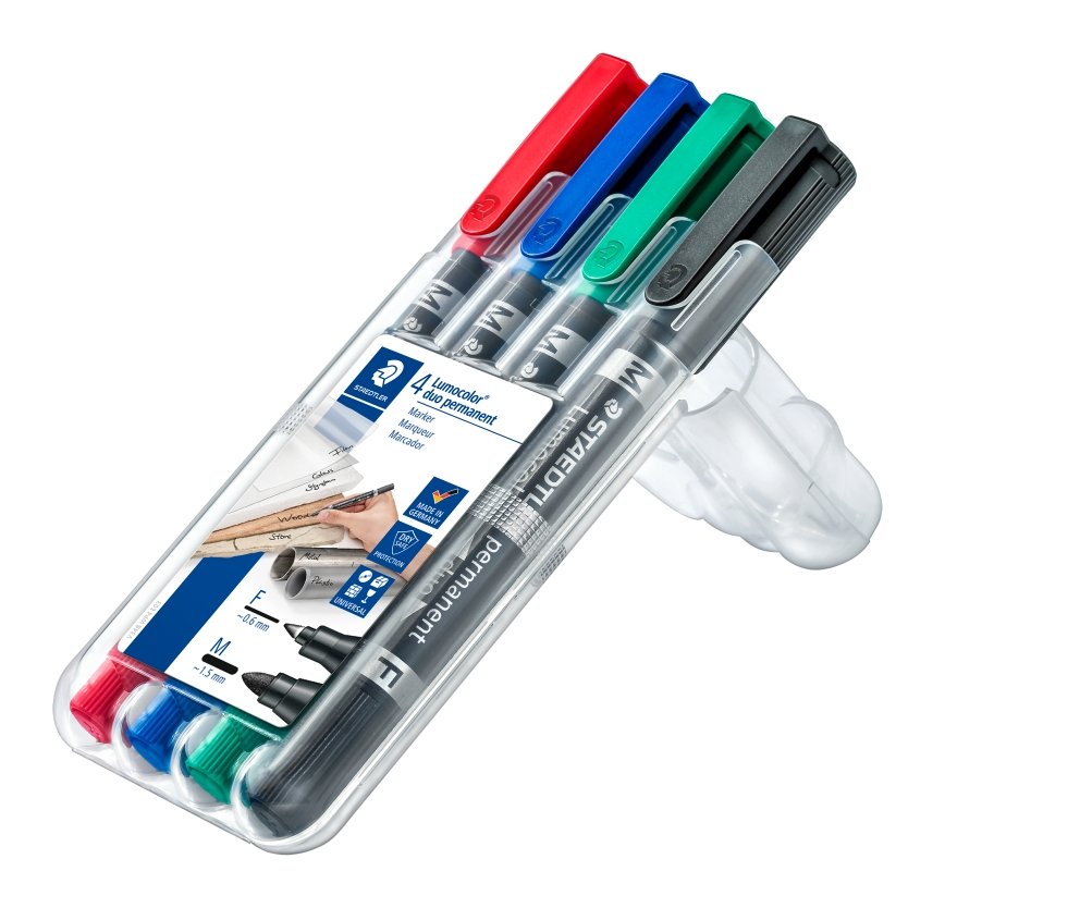 Lumocolor Duo Permanent 4 assorterede i Boks Promo
