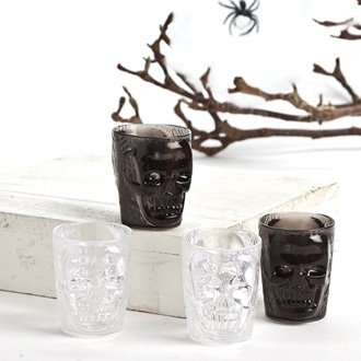 Halloween plast mini klar glas kranium 5cm