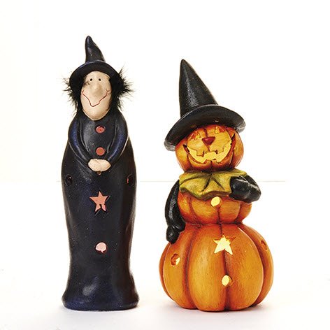 Halloween figur, keramik, med lys 24cm