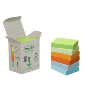 Post-it Notes 38x51 Recycled farvet 6stk