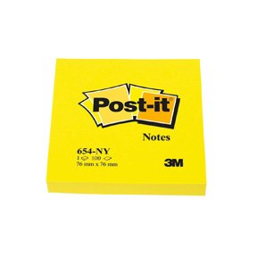 Post-it 654 76x76 Neon Gul 6stk