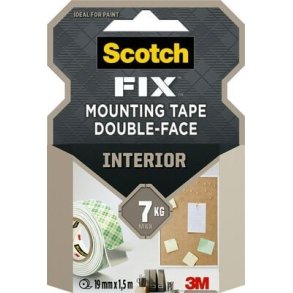Scotch Dobbeltklbende Tape t/ Indendrs 19mmX1,5m